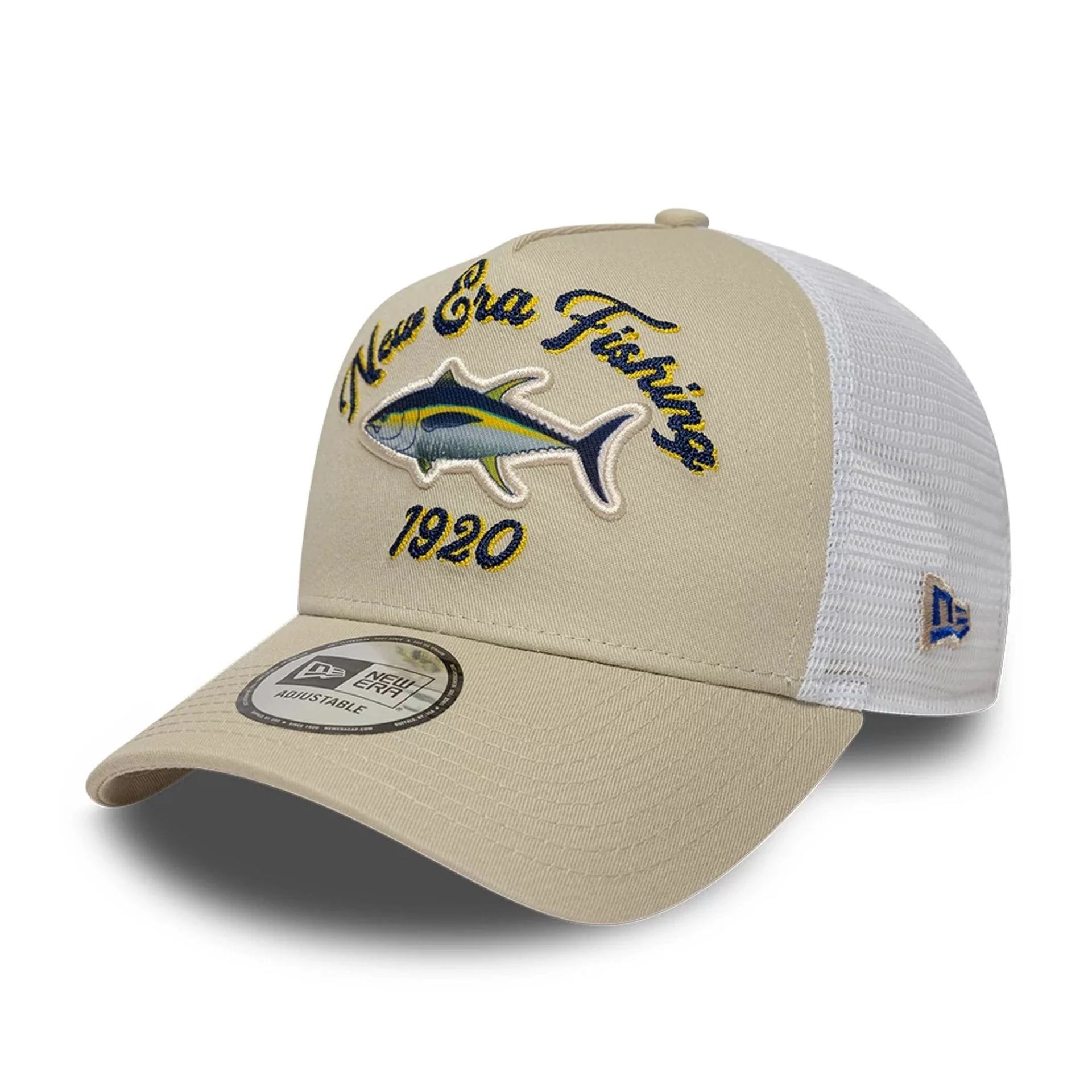 New Era Fishing Light Beige 9FORTY A-Frame Trucker Adjustable Cap