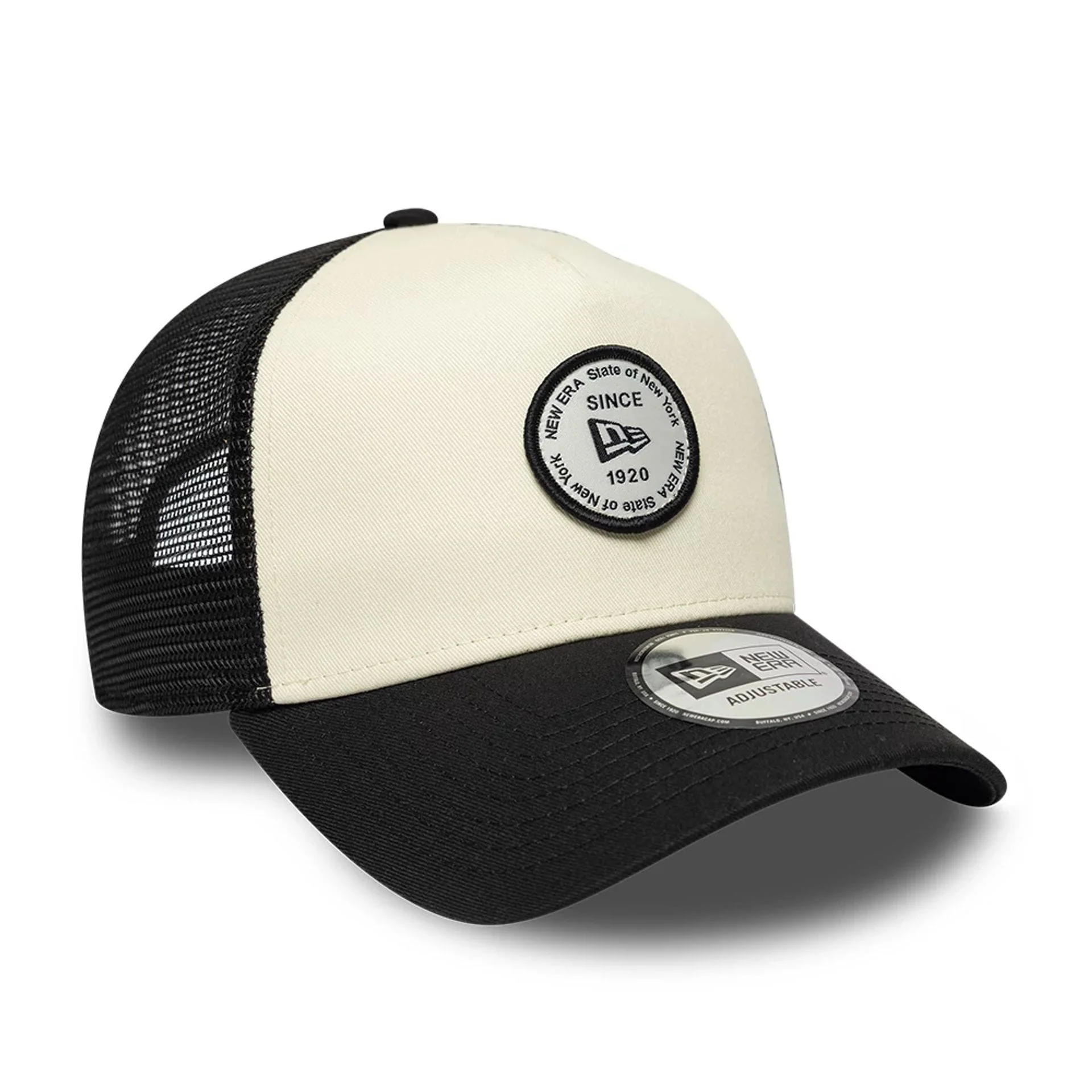 6561-new-era-round-patch-white-9forty-a-frame-trucker-adjustable-cap-3.webp New Era Round Patch White 9FORTY A-Frame Trucker Adjustable Cap