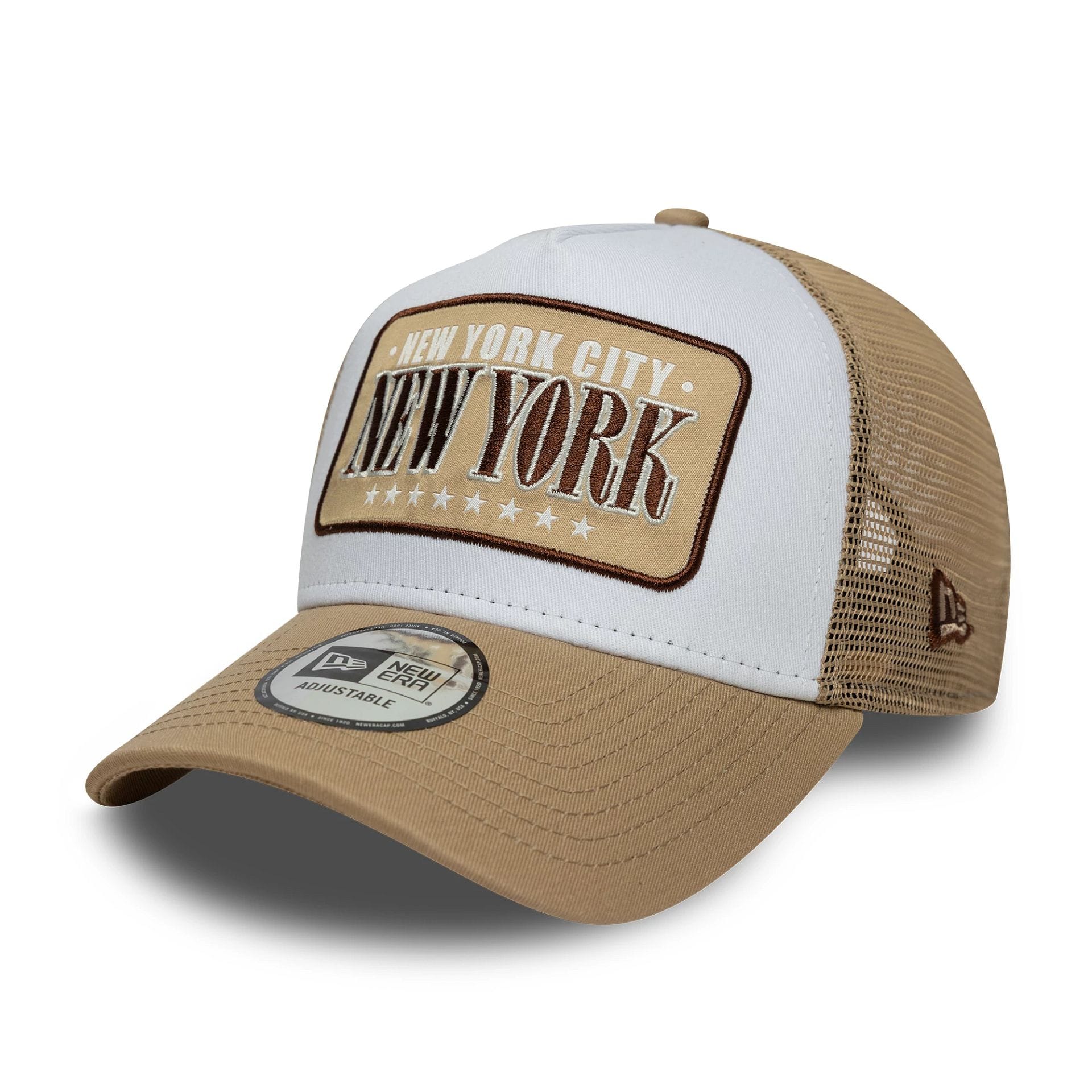 New Era Location Patch Light Beige 9FORTY A-Frame Trucker Cap