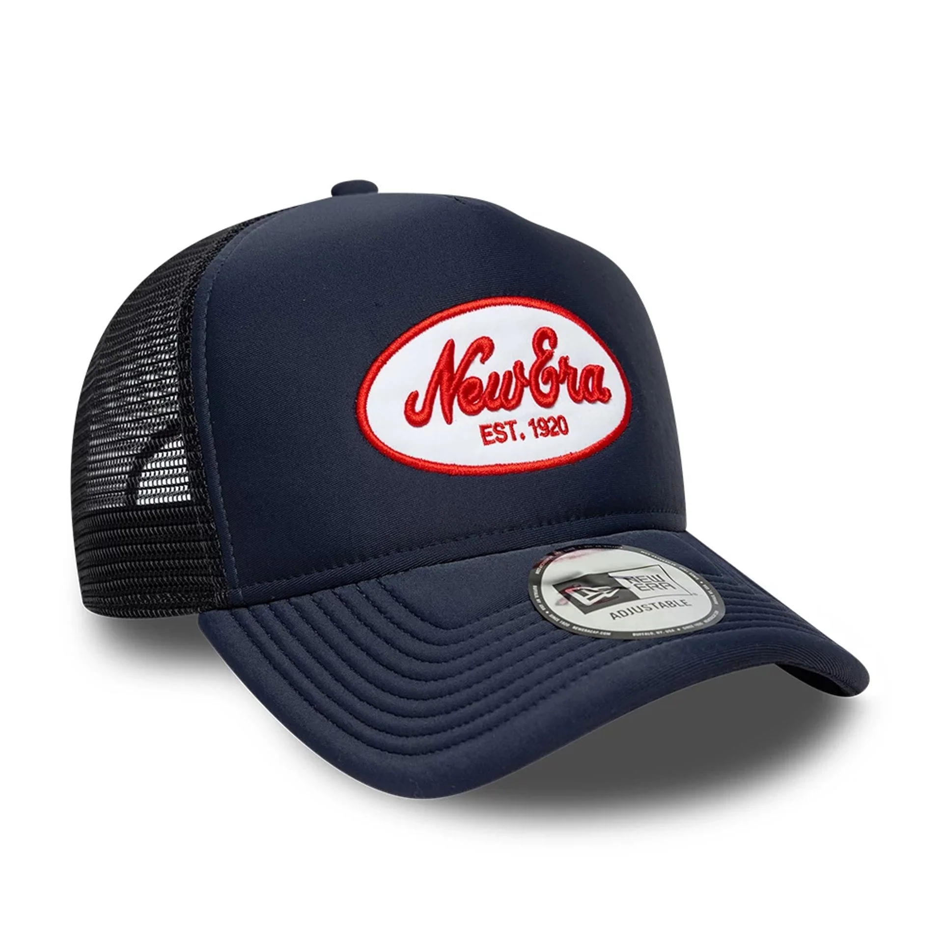 6644-new-era-oval-patch-navy-9forty-a-frame-trucker-adjustable-cap-3.webp New Era Oval Patch Navy 9FORTY A-Frame Trucker Adjustable Cap