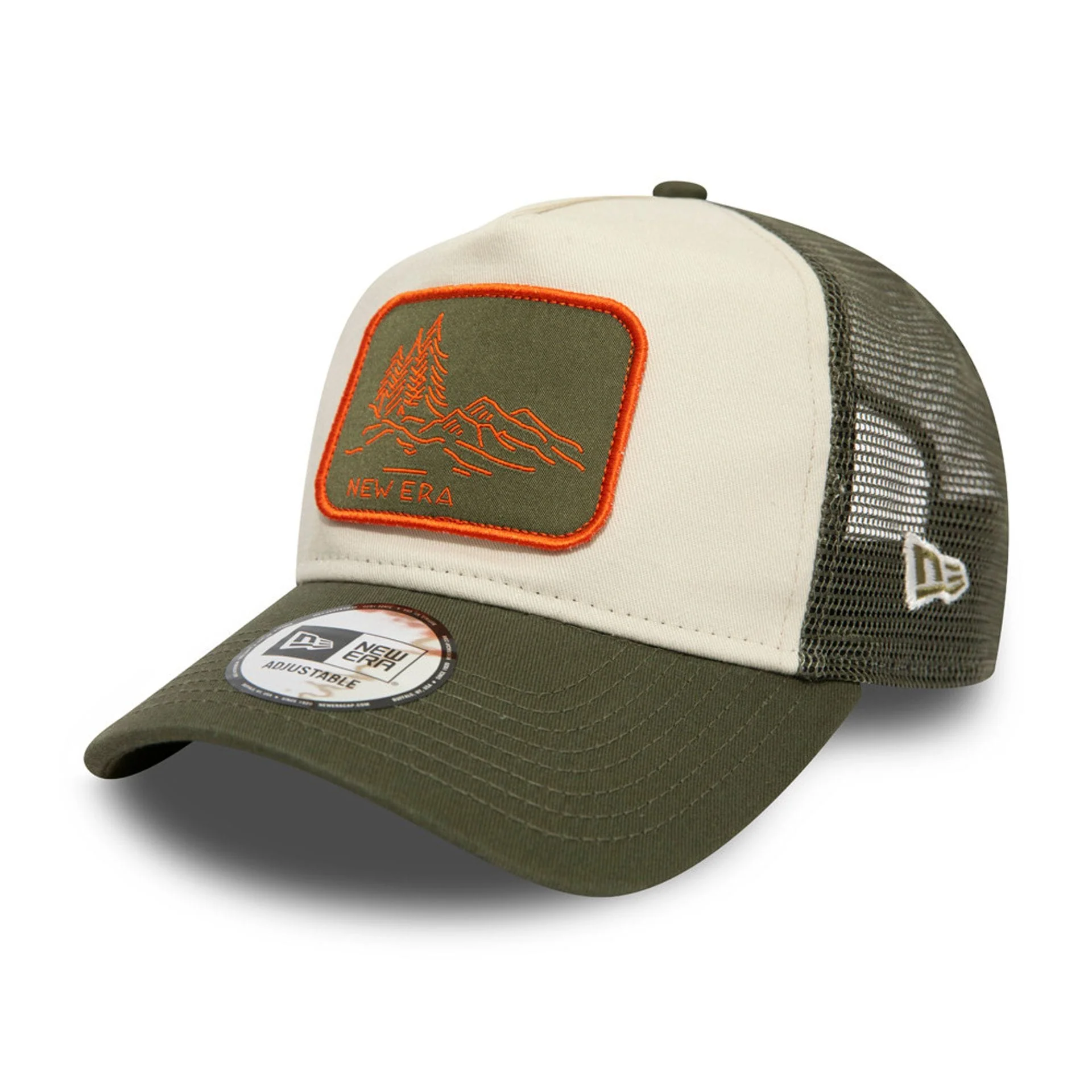 New Era Outdoor Washed Dark Green 9FORTY A-Frame Trucker Adjustable Cap