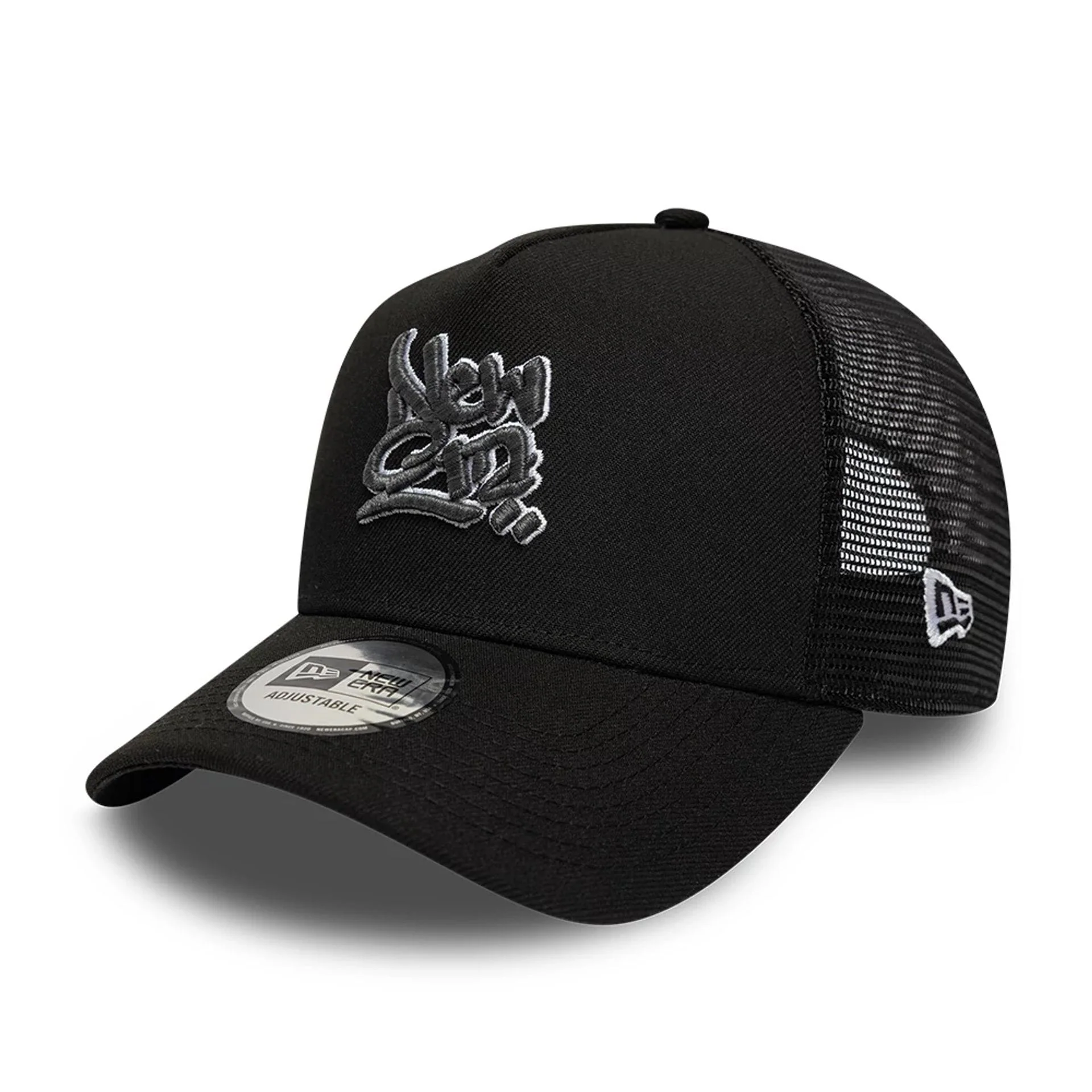 New Era Wall Art Grafitti Black 9FORTY A-Frame Trucker Adjustable Cap