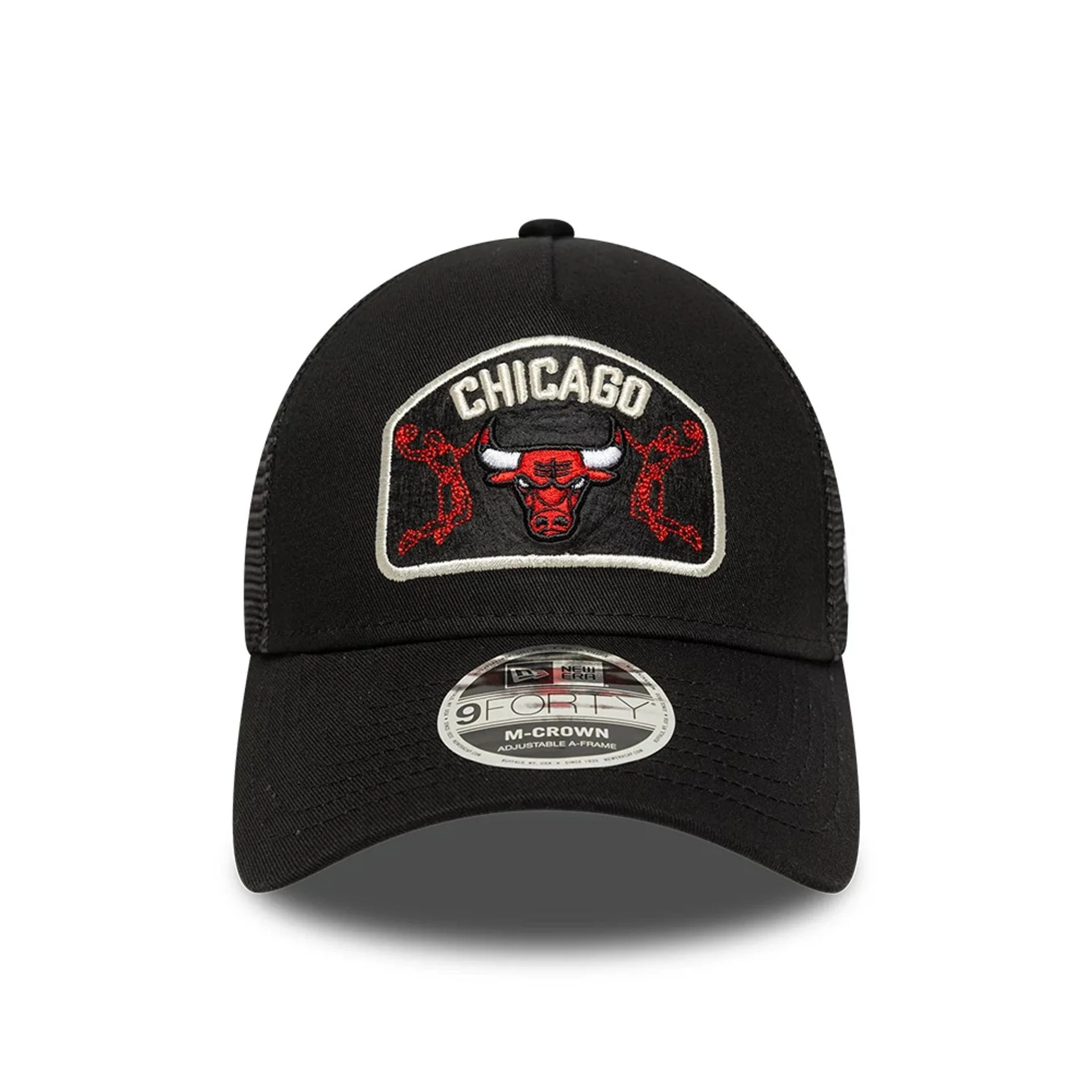 Chicago Bulls NBA Black 9FORTY M-Crown A-Frame Trucker Adjustable Cap