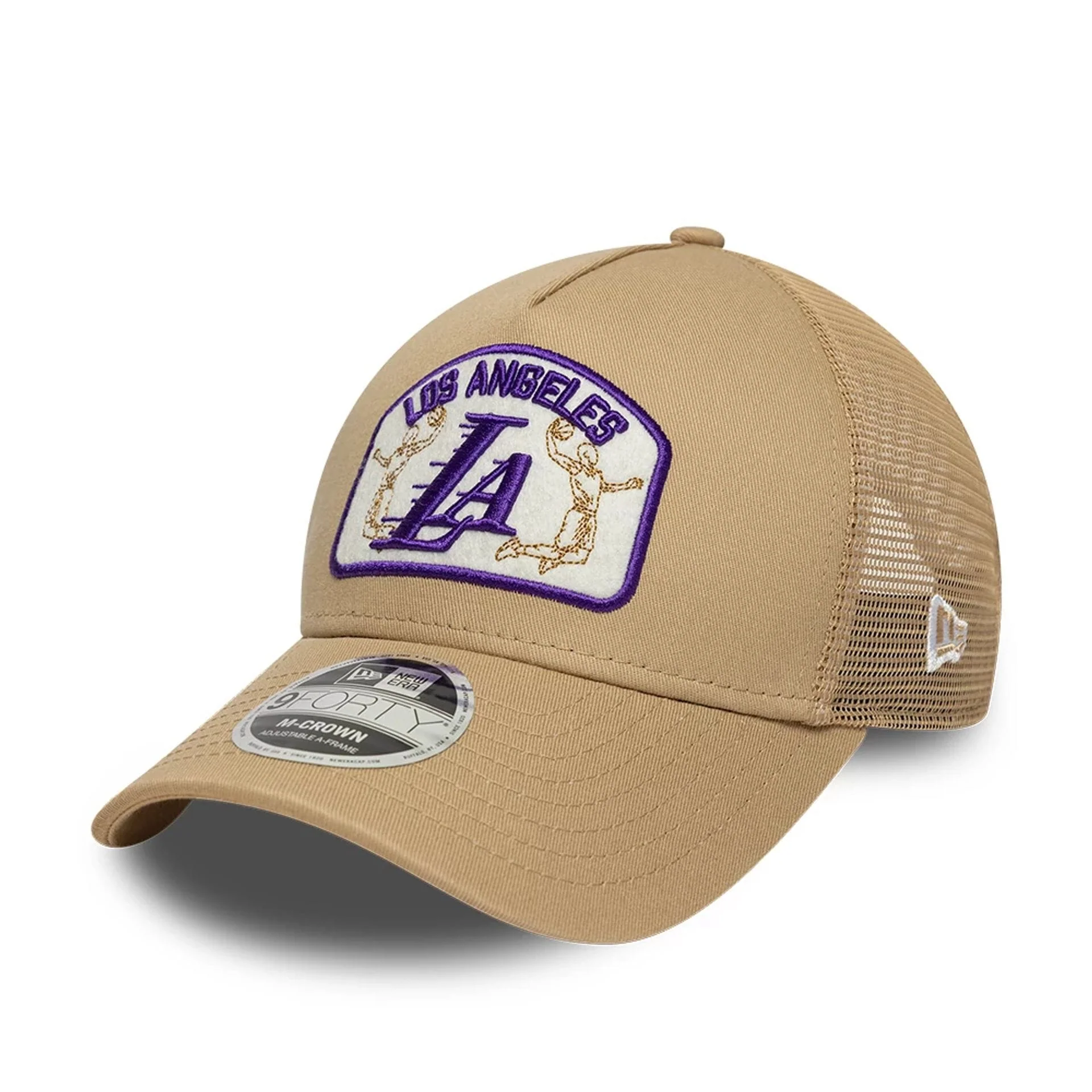 LA Lakers NBA Beige 9FORTY M-Crown A-Frame Trucker Adjustable Cap