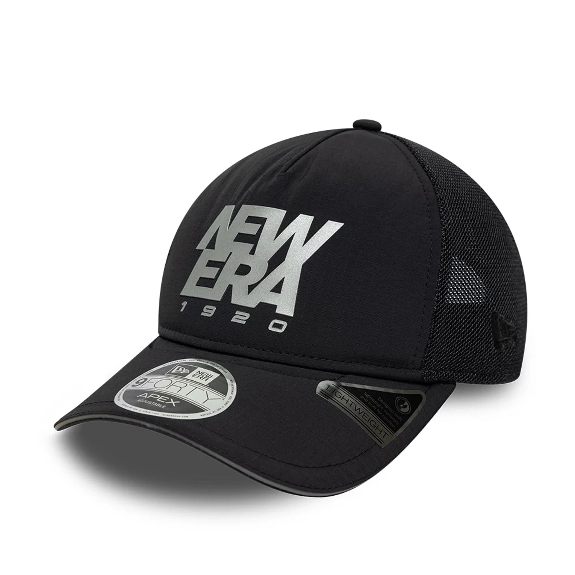 New Era Performance Black 9FORTY M-Crown A-Frame Trucker Adjustable Cap