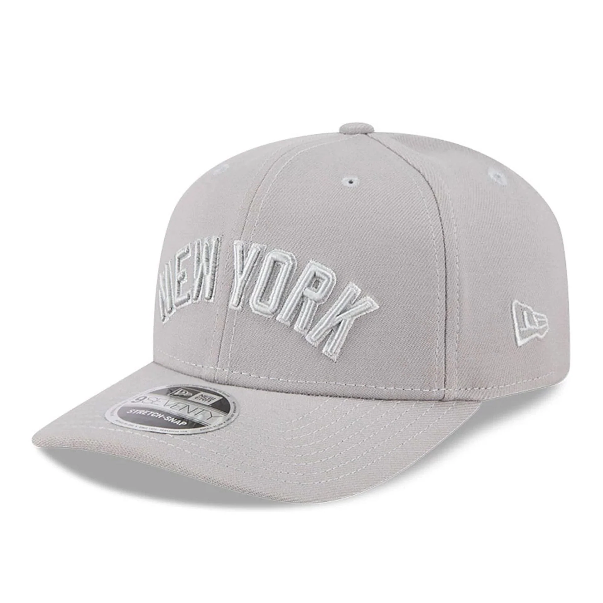 New York Yankees MLB Script Grey 9SEVENTY Stretch Snap Adjustable Cap