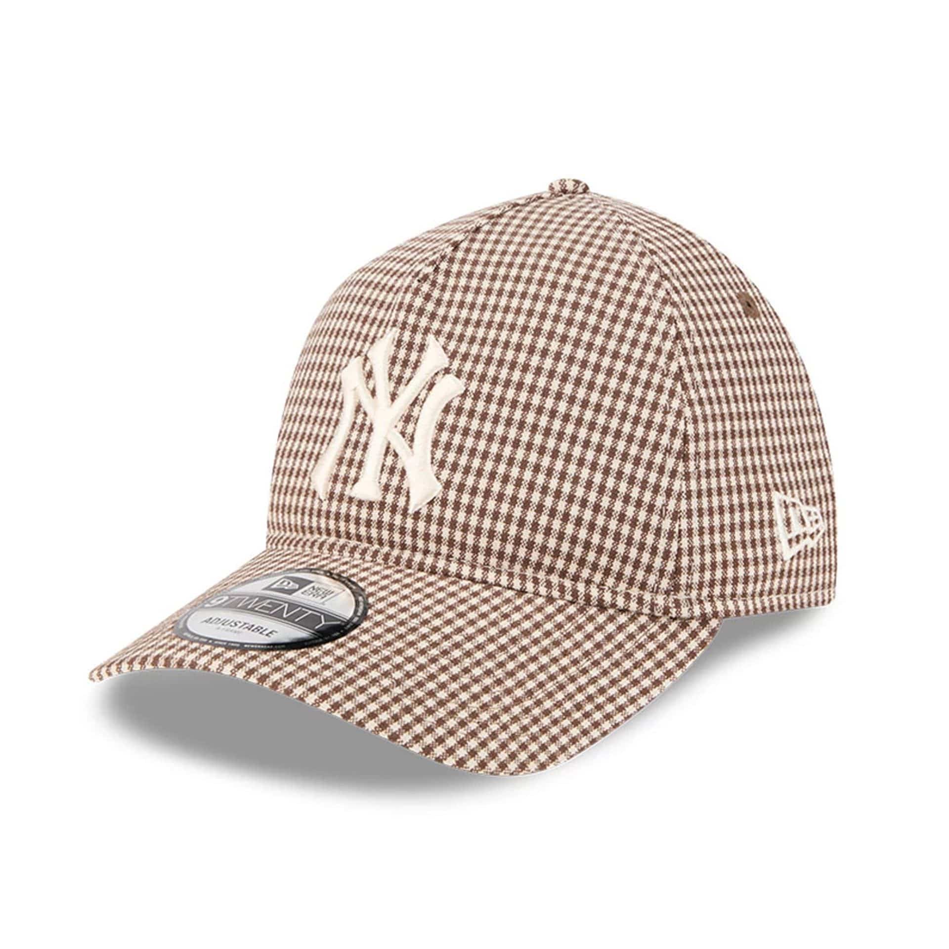 New York Yankees MLB Check Open Brown 9TWENTY A-Frame Adjustable Cap