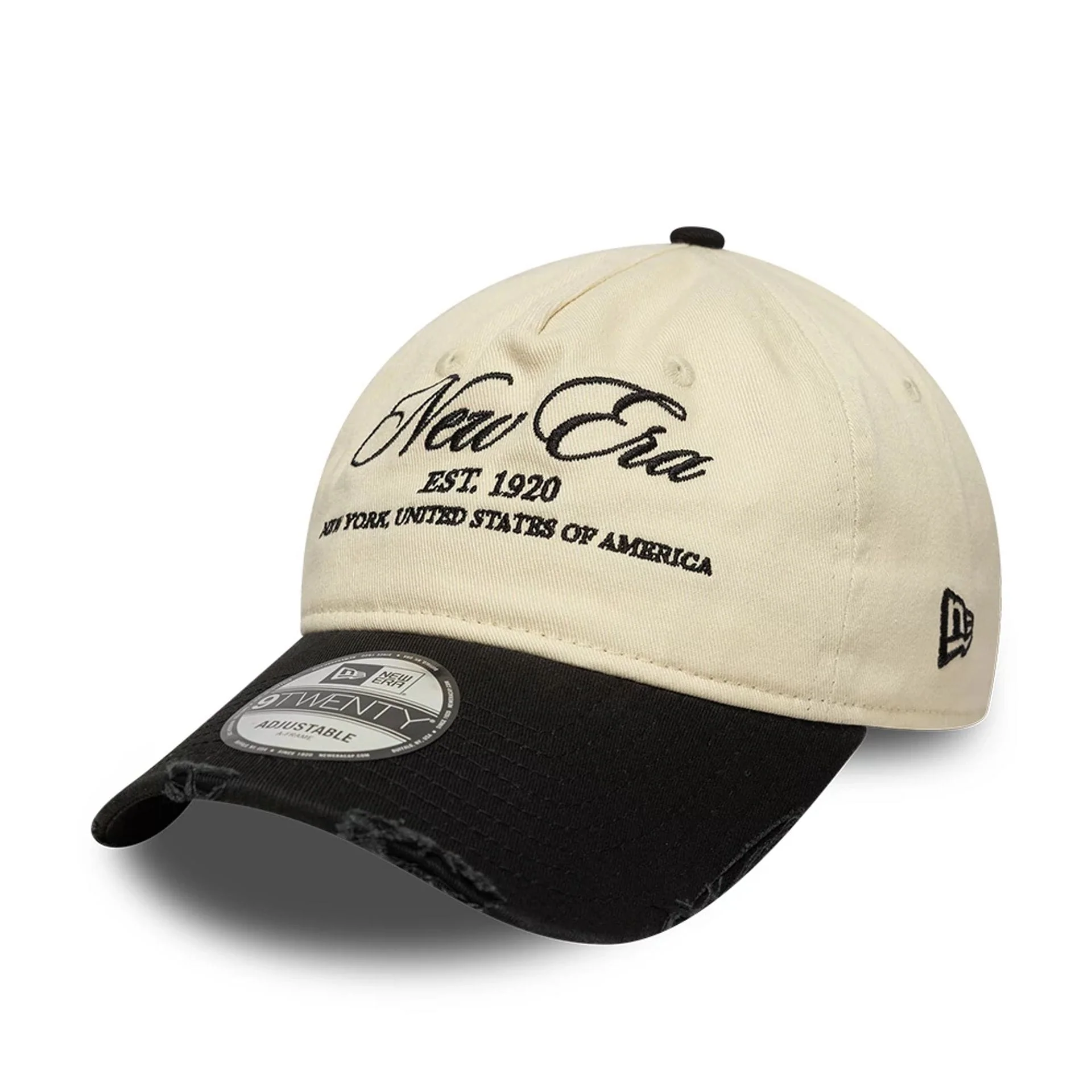 New Era Wash Distress Light Beige 9TWENTY A-Frame Adjustable Cap