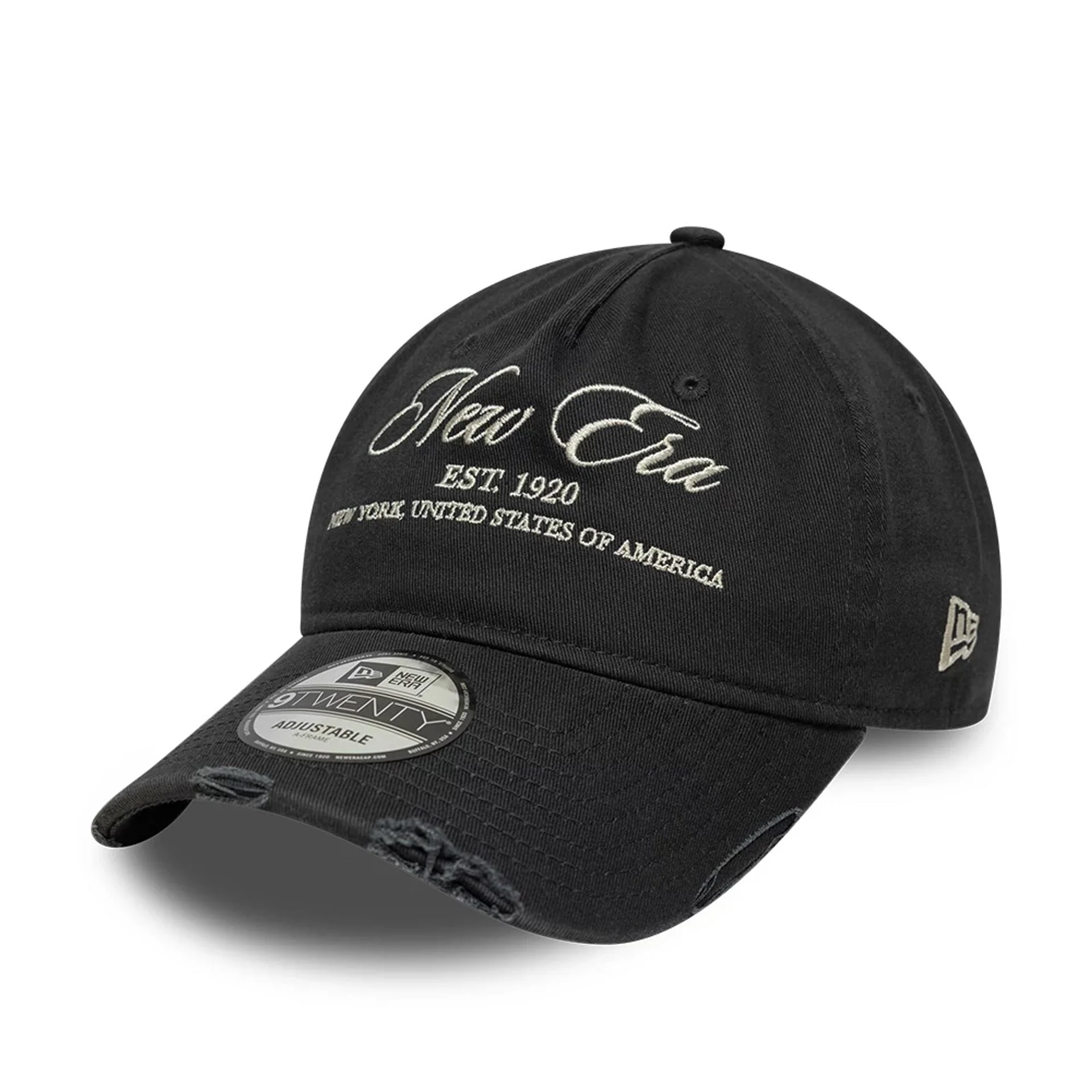 New Era Wash Distress Charcoal 9TWENTY A-Frame Adjustable Cap