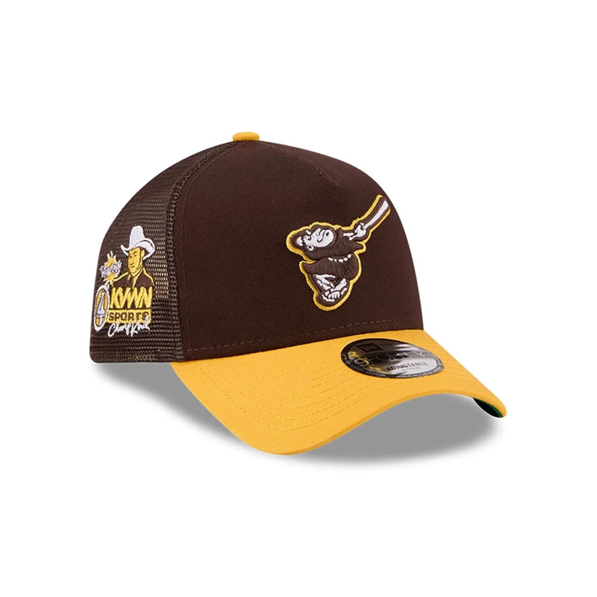 Padres MLB X Anchorman Whammy Dark Brown 9FORTY A-Frame Trucker Adjustable Cap