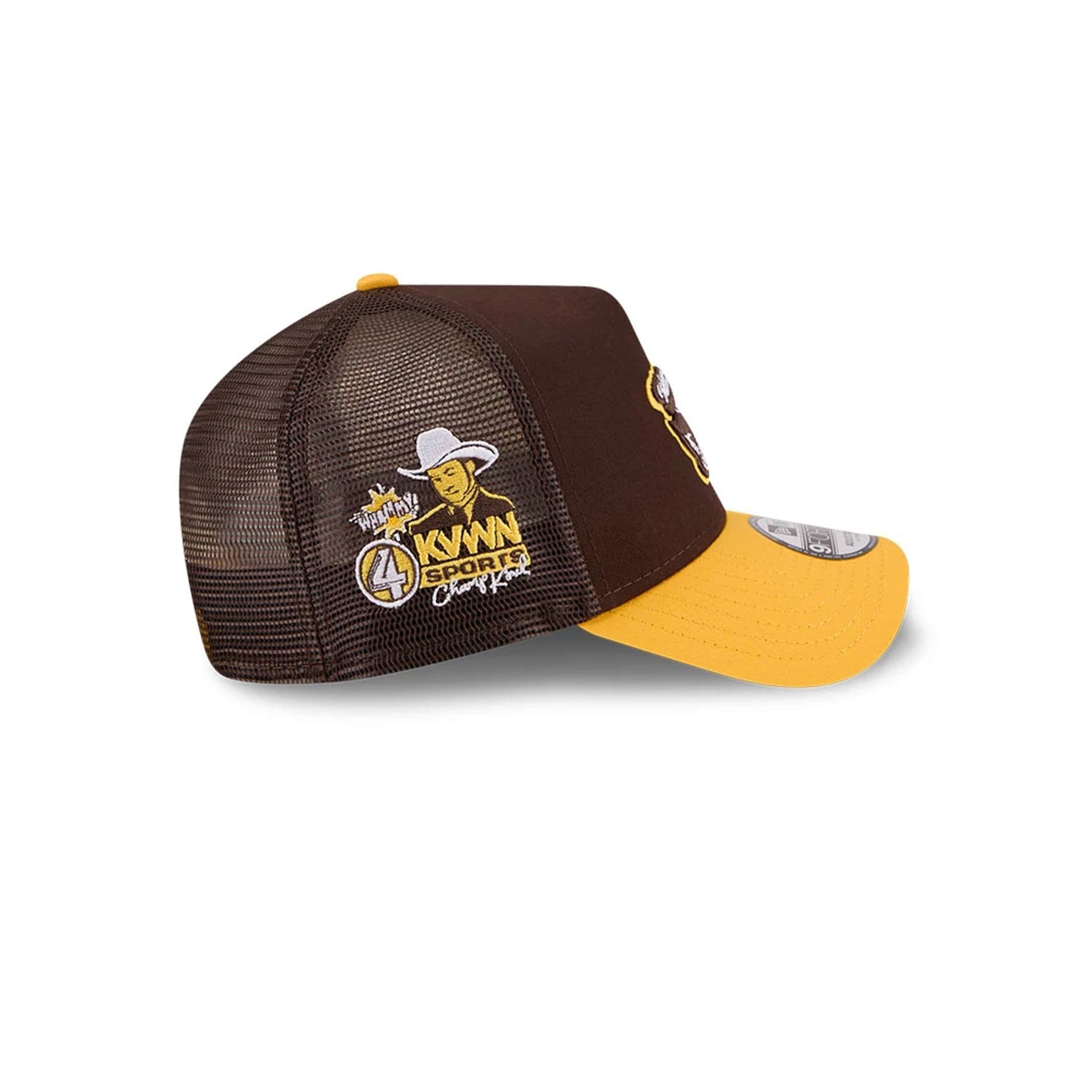 Padres MLB X Anchorman Whammy Dark Brown 9FORTY A-Frame Trucker Adjustable Cap