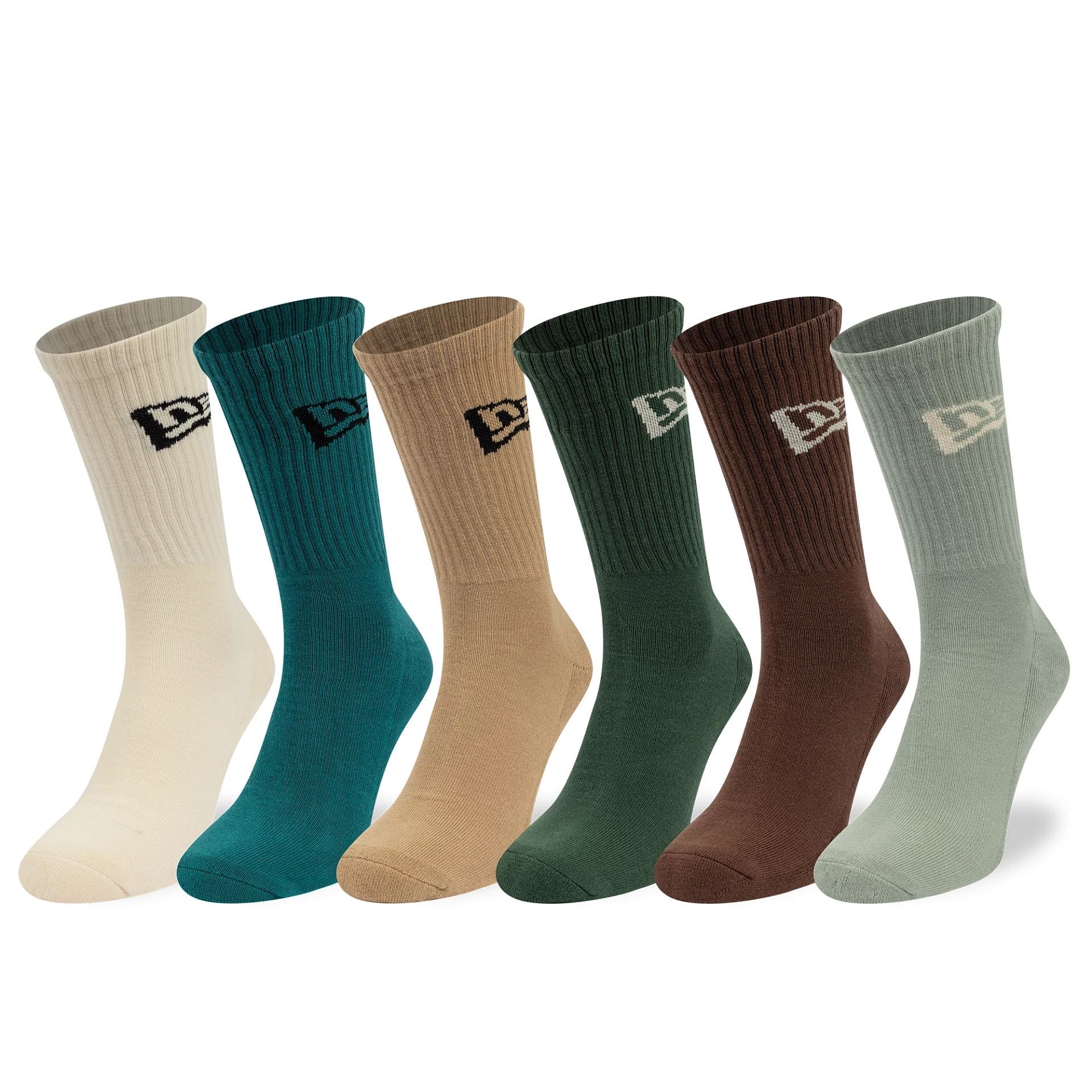 New Era Flag 6 Pack Dark Green Crew Socks