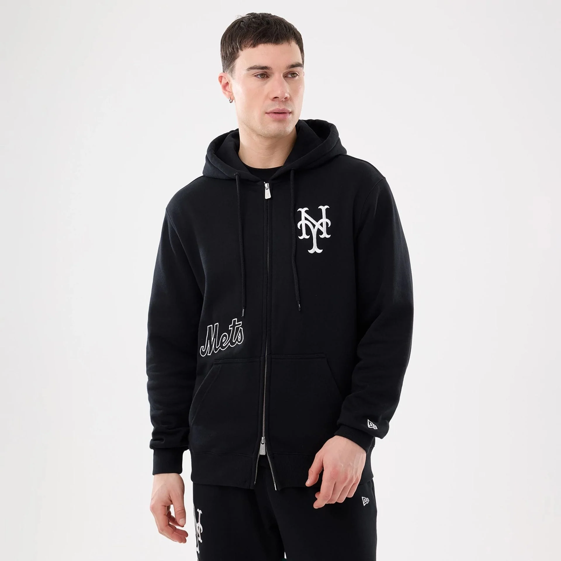 New York Mets MLB Comfort Black 2 Way Full Zip Hoodie
