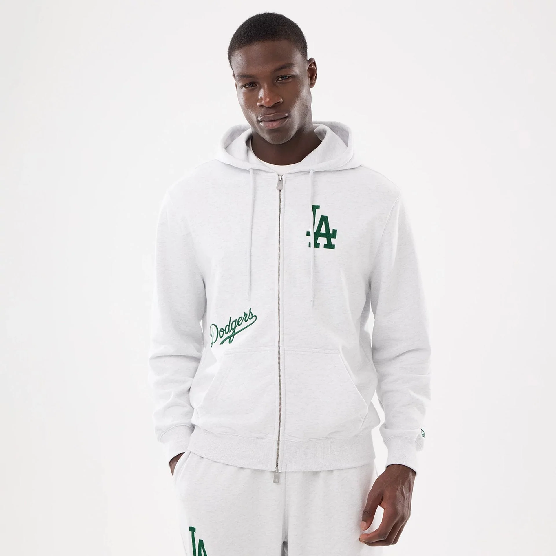 LA Dodgers MLB Comfort Grey 2 Way Full Zip Hoodie