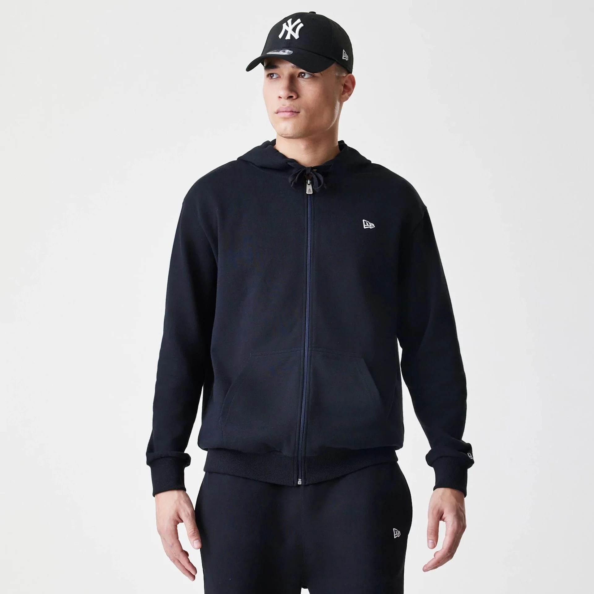 New Era Premium Essential Black Oversized Full Zip Hoodie