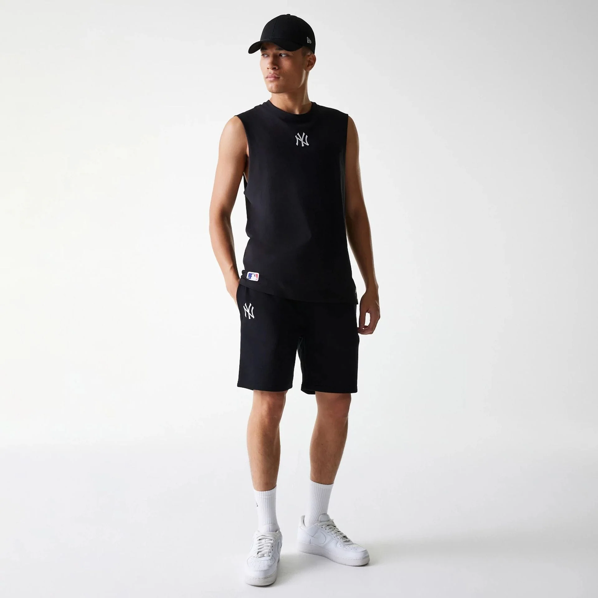 New York Yankees MLB League Essential French Terry Black Shorts